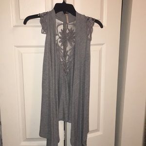 Gray sleeveless cardigan
